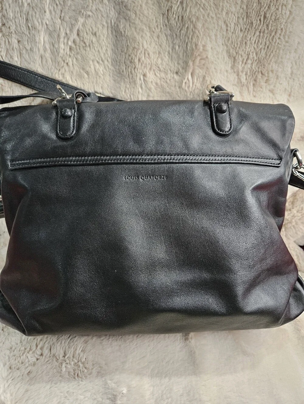 2011 Louis Quatorze Black Leather Top-Handle Shoulder Bag
